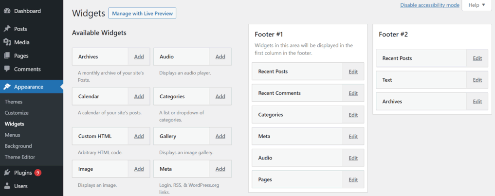 Different Types of WordPress Widgets